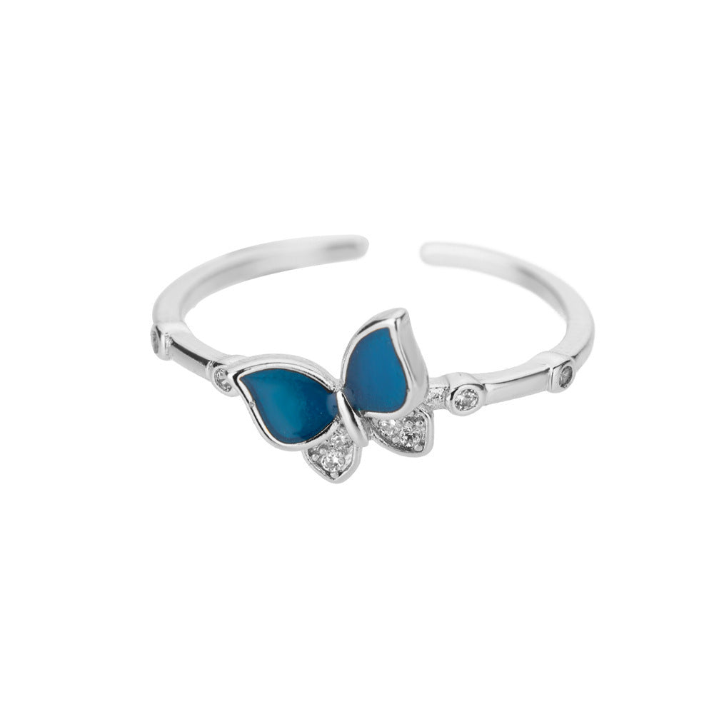 Female Adjustable Small And Luxurious Butterfly Ring