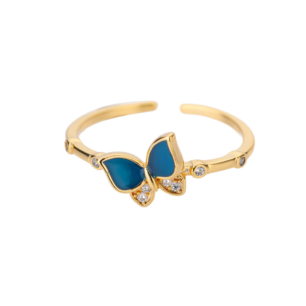 Female Adjustable Small And Luxurious Butterfly Ring